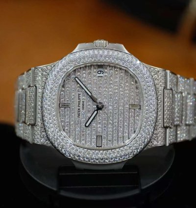 Patek Philippe Nautilus White Gold Diamond Automatic Watch 40mm