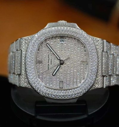 Patek Philippe Nautilus White Gold Diamond Automatic Watch 40mm