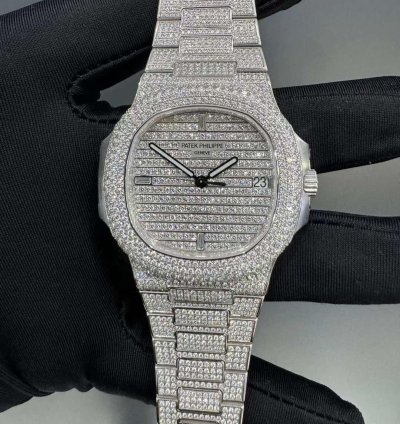 Patek Philippe Nautilus White Gold Diamond Automatic Watch 40mm