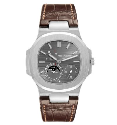 Patek Philippe Nautilus White Gold Moonphase Mens Watch 5712 Box Paper