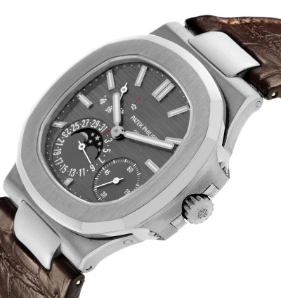 Patek Philippe Nautilus White Gold Moonphase Mens Watch 5712 Box Paper