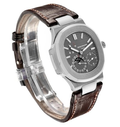 Patek Philippe Nautilus White Gold Moonphase Mens Watch 5712 Box Paper