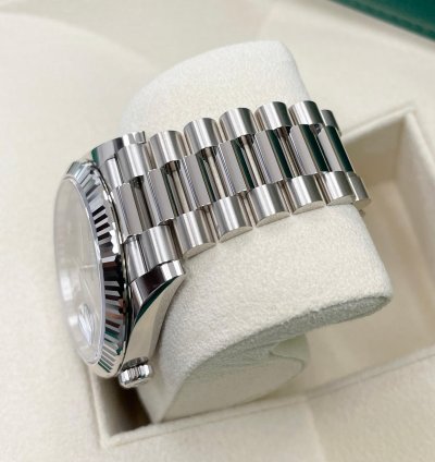 Rolex Day-date 40 Unworn Olive Green Roman Dial 40mm White Gold Fluted Bezel 228239 President Bracelet
