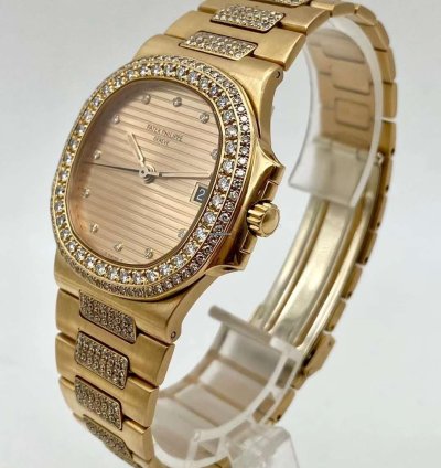 Patek Philippe Nautilus Yellow Gold Diamond Automatic Watch 37mm Nautilus