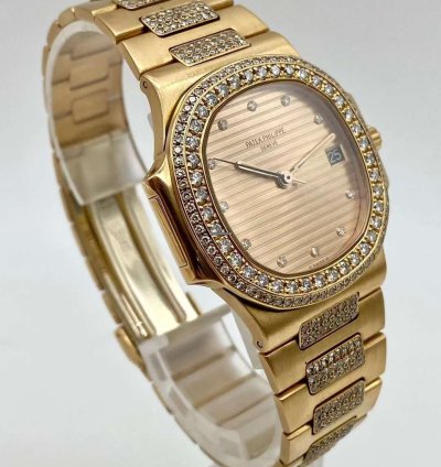 Patek Philippe Nautilus Yellow Gold Diamond Automatic Watch 37mm Nautilus