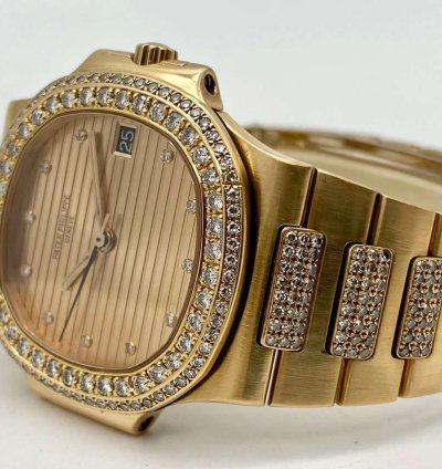 Patek Philippe Nautilus Yellow Gold Diamond Automatic Watch 37mm Nautilus