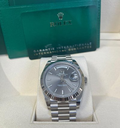 Rolex Day-date 40 White Gold - Slate Dial - Fluted Bezel - President Bracelet ref 228239