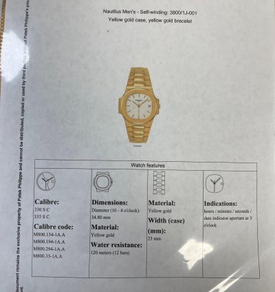 Patek Philippe Nautilus Yellow Gold White Dial 37 5mm