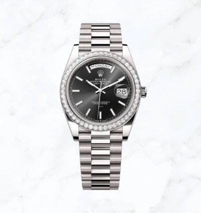 Rolex Day-date 40 White Gold Black Dial 228349rbr new Unworn