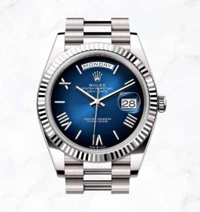 Rolex Day-date 40 White Gold Blue Ombr Dial 228239 new Unworn
