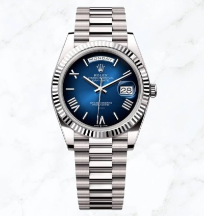 Rolex Day-date 40 White Gold Blue Ombr Dial 228239 new Unworn