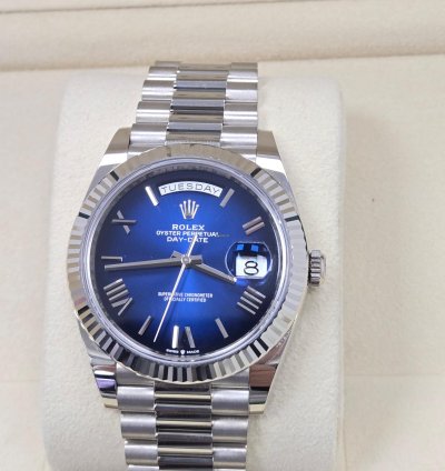Rolex Day-date 40 White Gold Blue Ombre