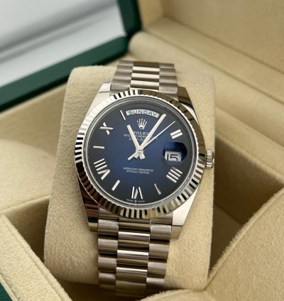 Rolex Day-date 40 White Gold Blue Ombre Dial New Release