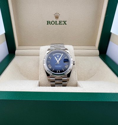 Rolex Day-date 40 White Gold Blue Ombre Dial New Release