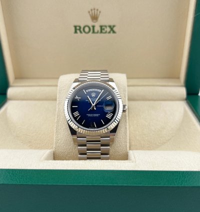 Rolex Day-date 40 White Gold Blue Ombre Dial New Release