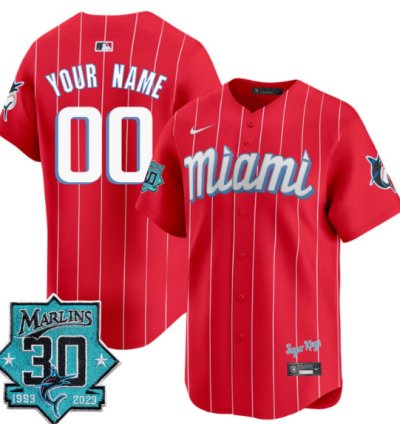 Custom Miami Marlins Jersey 30 Seasons Anniversary Patch Vapor Premier Limited Stitched City Connect