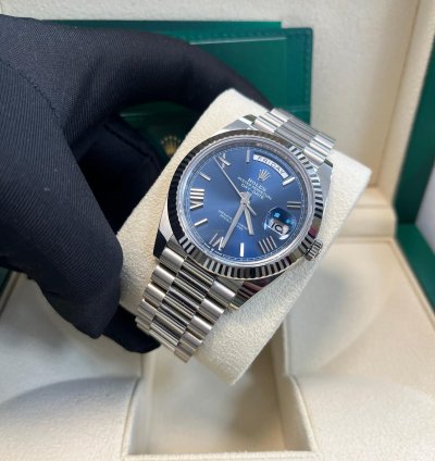 Rolex Day-date 40 White Gold Day-date 40 Watch - Fluted Bezel - Blue Bevelled Roman Dial - 228239