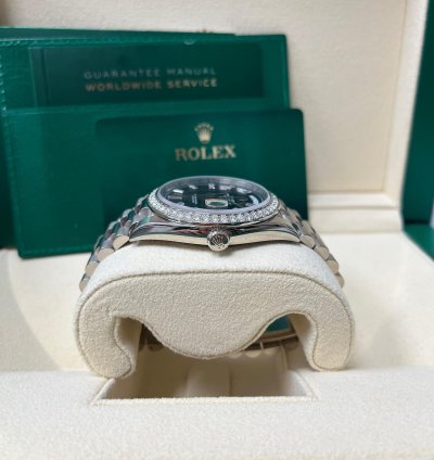 Rolex Day-date 40 White Gold Day-date 40 Watch - White Gold Bezel - Black Baguette Diamond Dial 228349rbr