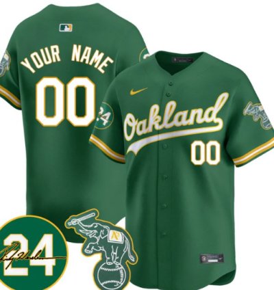 Custom Oakland Athletics Jersey 2025 Rickey Henderson Memorial Stitched Throwback