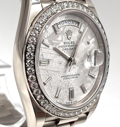 Rolex Day-date 40 White Gold Day-date 40mm Meteorite Dial Diamond Bezel 228349rbr Unworn 2024