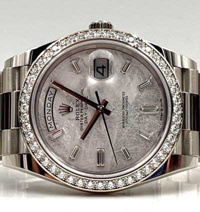 Rolex Day-date 40 White Gold Day-date 40mm Meteorite Dial Diamond Bezel 228349rbr Unworn 2024