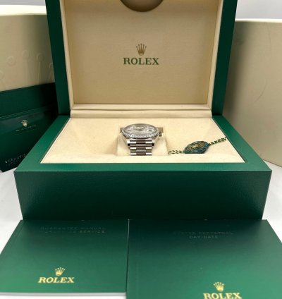 Rolex Day-date 40 White Gold Day-date 40mm Meteorite Dial Diamond Bezel 228349rbr Unworn 2024
