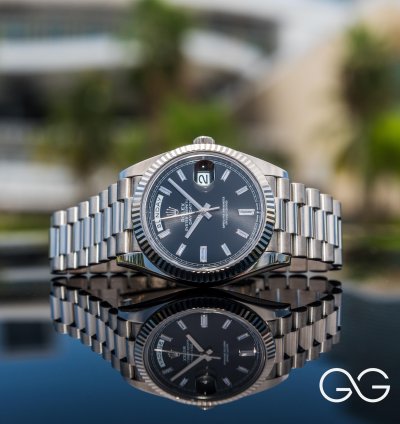 Rolex Day-date 40 White Gold Diamond Baguette Dial