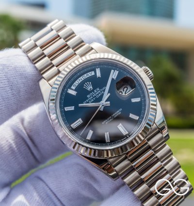 Rolex Day-date 40 White Gold Diamond Baguette Dial