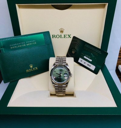 Rolex Day-date 40 White Gold Green Roman Dial 40mm