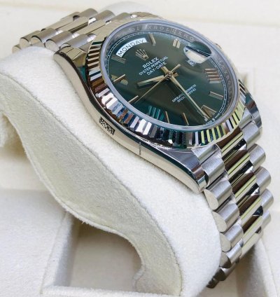 Rolex Day-date 40 White Gold Green Roman Dial 40mm