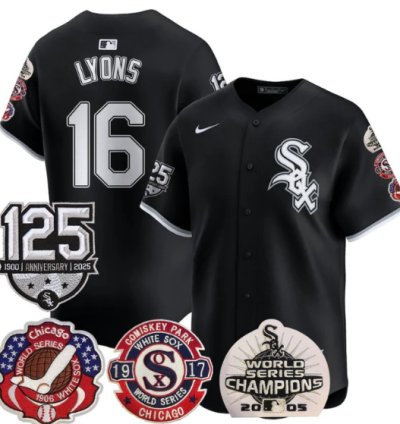 Ted Lyons Jersey 16 Chicago White Sox 125th Anniversary World Series Champions Black