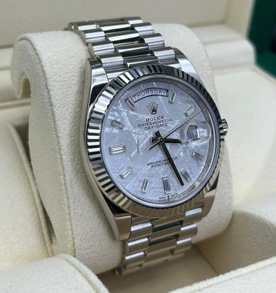 Rolex Day-date 40 White Gold Meteorite Baguette Dial 228239
