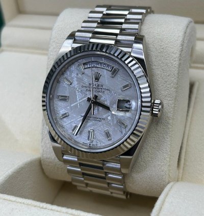 Rolex Day-date 40 White Gold Meteorite Baguette Dial 228239