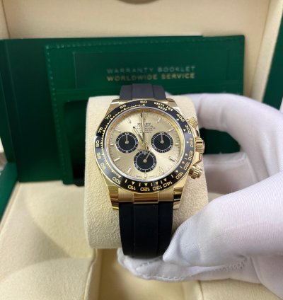 Rolex Daytona Pikachu Daytona Yellow Gold Golden And Black Index Dial Oysterflex Strap 126518ln