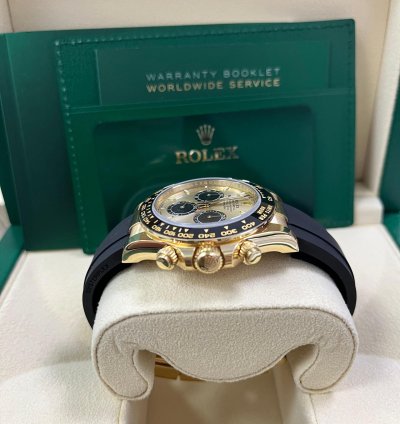Rolex Daytona Pikachu Daytona Yellow Gold Golden And Black Index Dial Oysterflex Strap 126518ln
