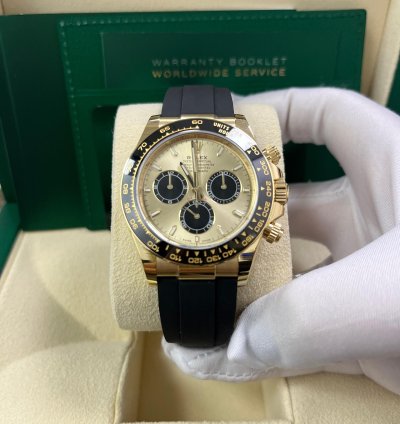 Rolex Daytona Pikachu Daytona Yellow Gold Golden And Black Index Dial Oysterflex Strap 126518ln
