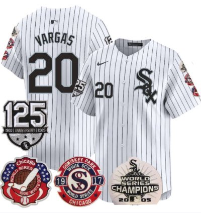 Miguel Vargas Jersey 20 Chicago White Sox 125th Anniversary World Series Champions White