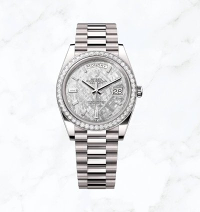 Rolex Day-date 40 White Gold Meteorite Baguette Dial 228349rbr new Unworn