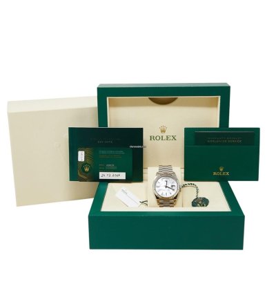 Rolex Day-date 40 White Gold Mop Diamond Dial On Presidential Complete Set Unworn 2024
