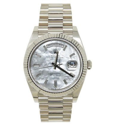 Rolex Day-date 40 White Gold Mop Diamond Dial On Presidential Complete Set Unworn 2024