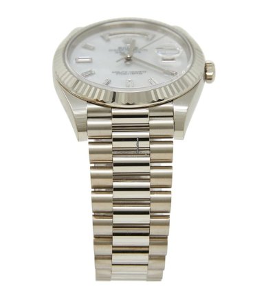 Rolex Day-date 40 White Gold Mop Diamond Dial On Presidential Complete Set Unworn 2024