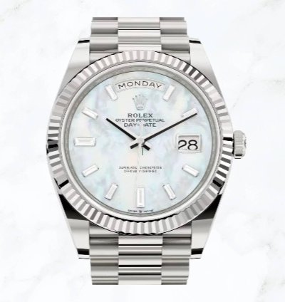 Rolex Day-date 40 White Gold Mother Of Pearl Diamond Dial 228239 new Unworn