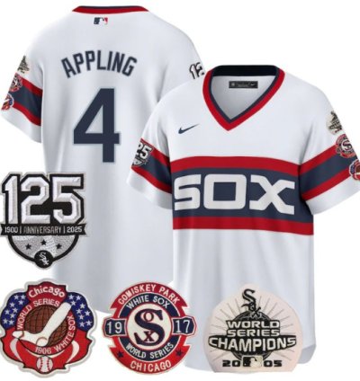 Luke Appling Jersey 4 Chicago White Sox 125th Anniversary World Series Champions White 1983