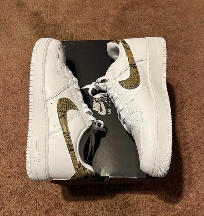 2019 Nike Men Air Force 1 Ivory Snake Ao1635-100 Us10 5