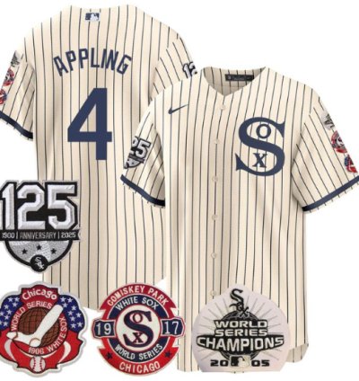 Luke Appling Jersey 4 Chicago White Sox 125th Anniversary World Series Champions Cream