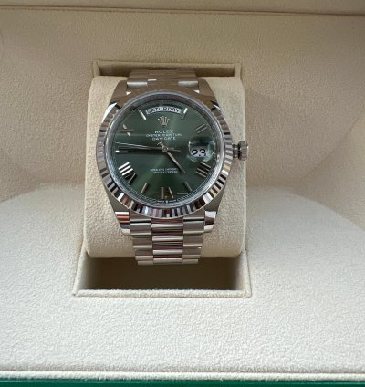 Rolex Day-date 40 White Gold Olive Anniversary Dial