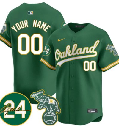 Custom Oakland Athletics Jersey 2025 Rickey Henderson Memorial Stitched Green
