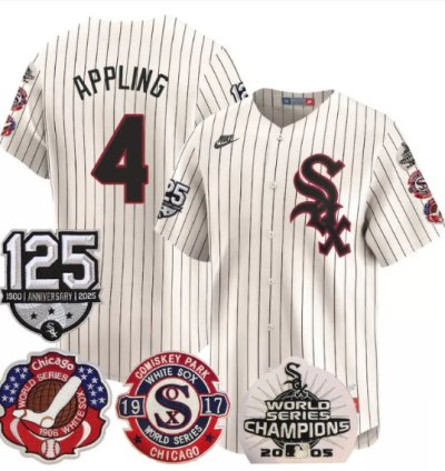 Luke Appling Jersey 4 Chicago White Sox 125th Anniversary World Series Champions Cream