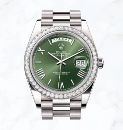 Rolex Day-date 40 White Gold Olive Green Roman Dial 228349rbr new Unworn