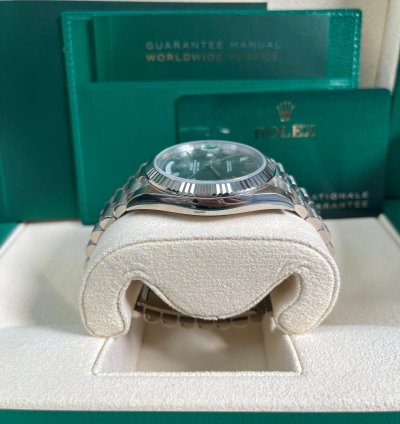 Rolex Day-date 40 White Gold Olive Green Roman Dial Fluted